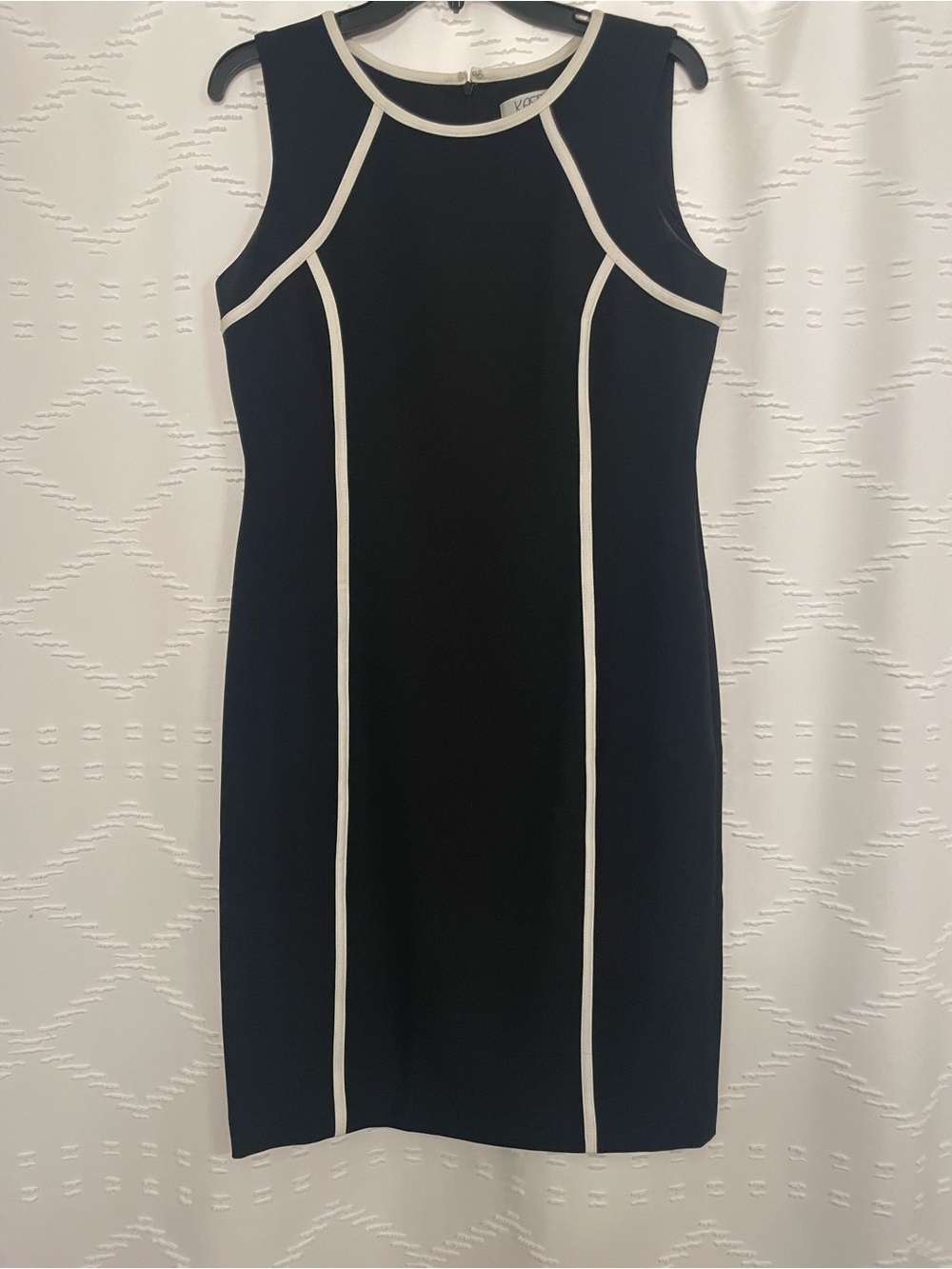 Black Sheath Dress with White Piping - Kasper
